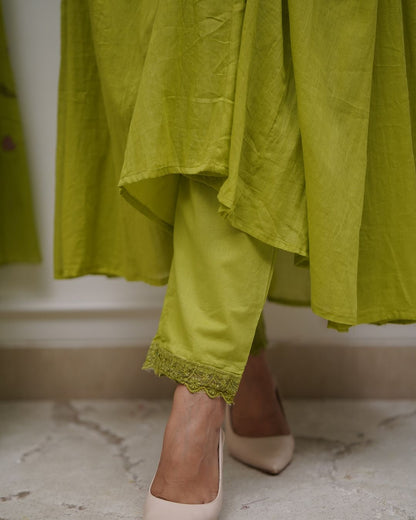 Elegant Olive Green Embroidery And Sequin Work Kurta Set