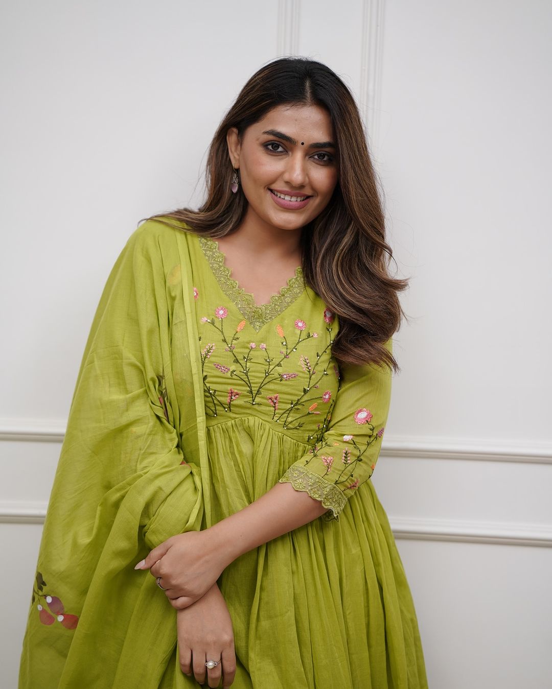 Elegant Olive Green Embroidery And Sequin Work Kurta Set