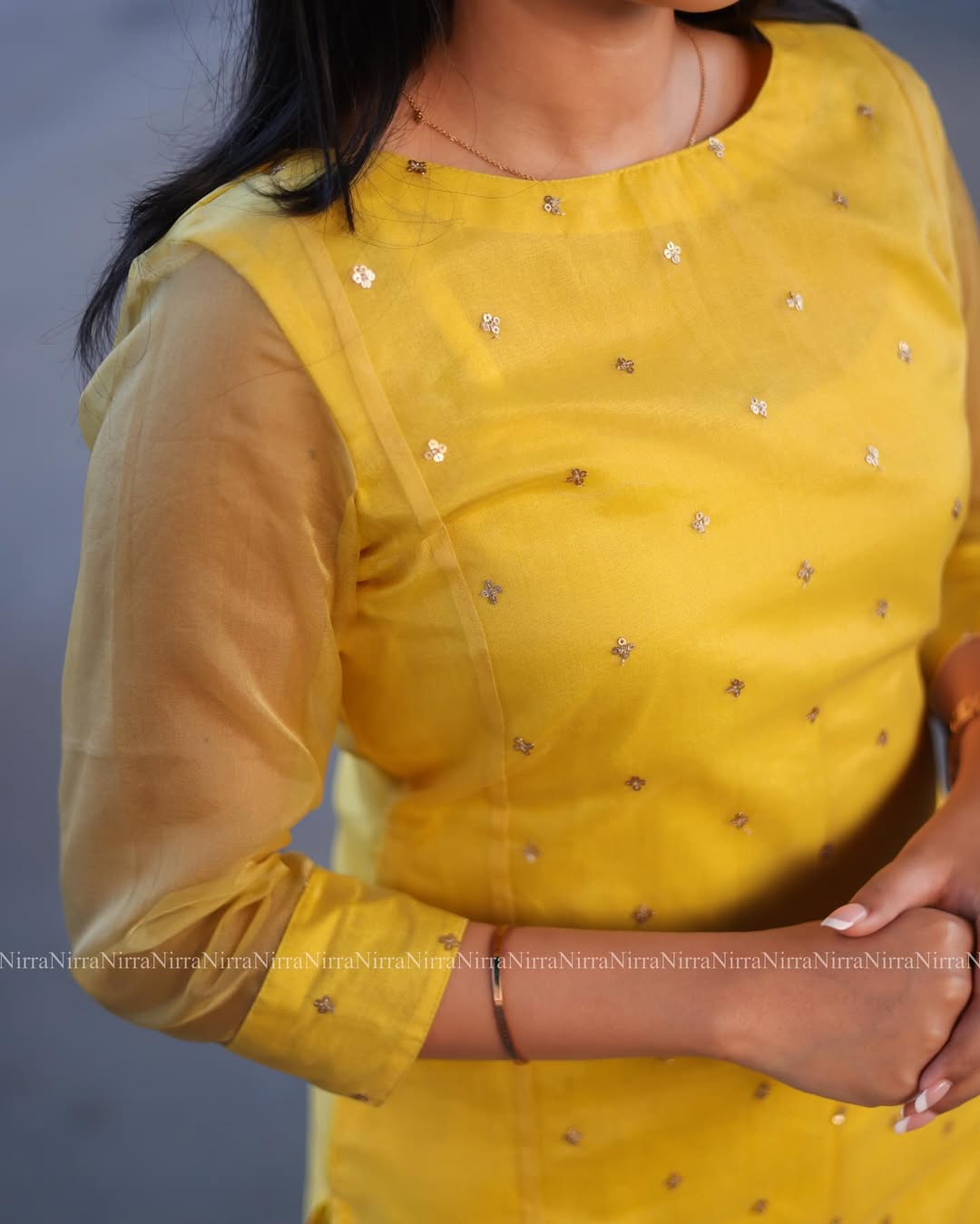 Sunshine Yellow Embroidered Organza Kurta Set